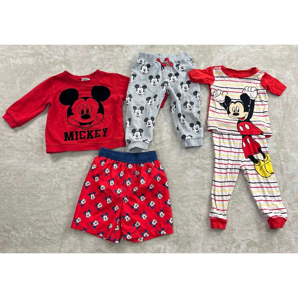 Disney Baby Mickey Mouse Toddler Clothing Bundle Sweatshirt Pajamas Swim 18M 24M